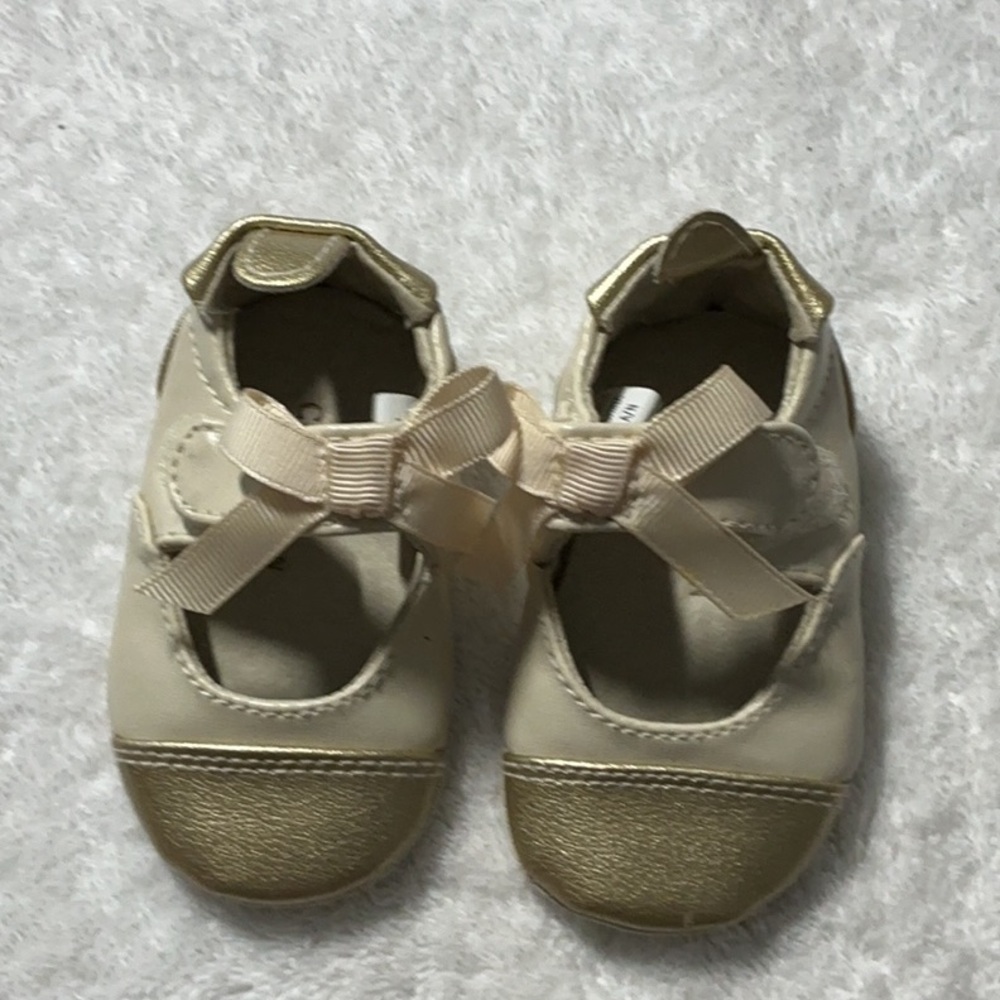 Cole Haan Cream and Gold Baby Shoes